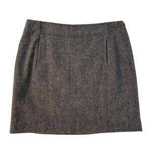 Banana Republic Women's size 8 Gray Wool Mini Skirt Front Pockets Side Zip Lined